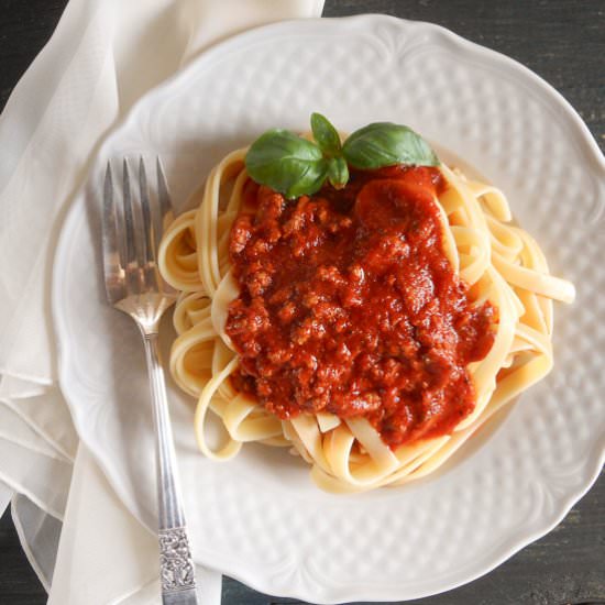 Fettuccine and Meat Sauce