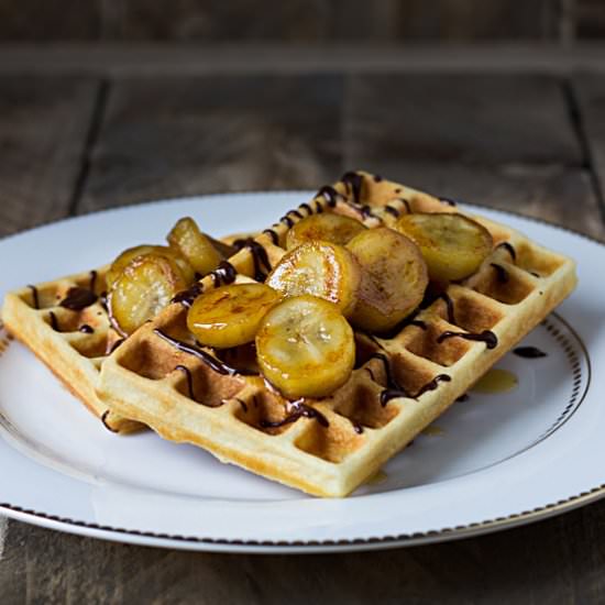 Waffles with Banana and Chocolate