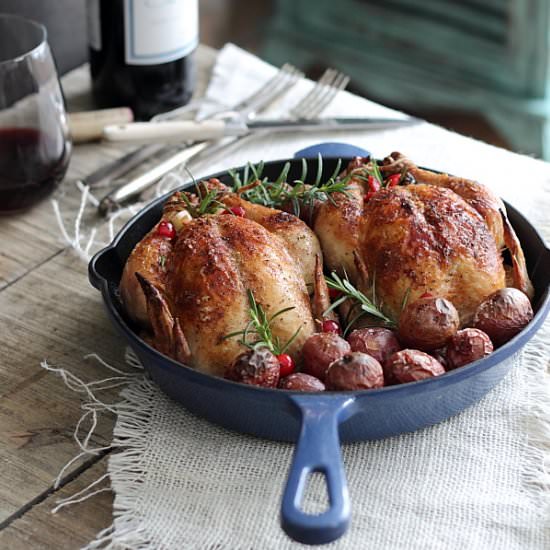 Cranberry Apple Stuffed Cornish Hen