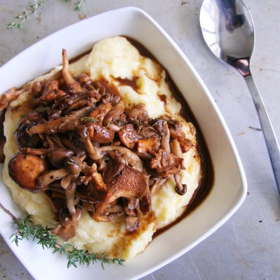 Balsamic Mushrooms Over Polenta