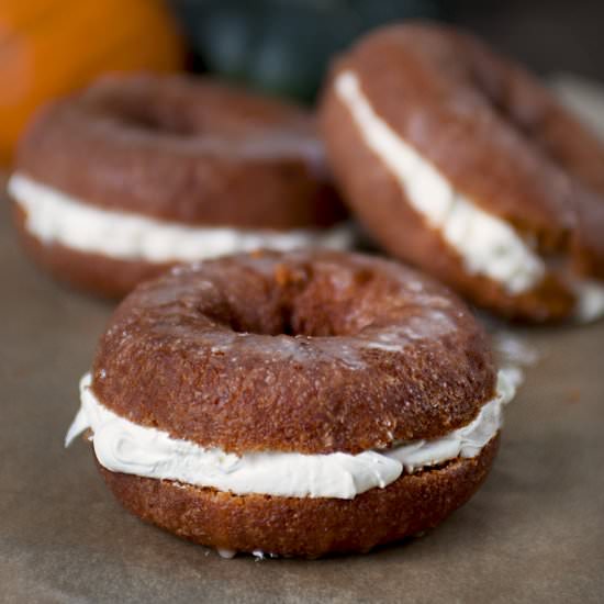 Pumpkin Cream Donut Sandwiches