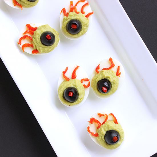 Green Eyed Monster Deviled Eggs