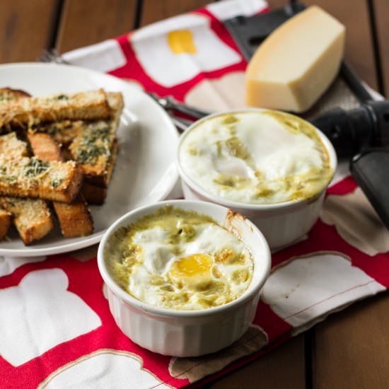 Baked Eggs with Creamy Greens