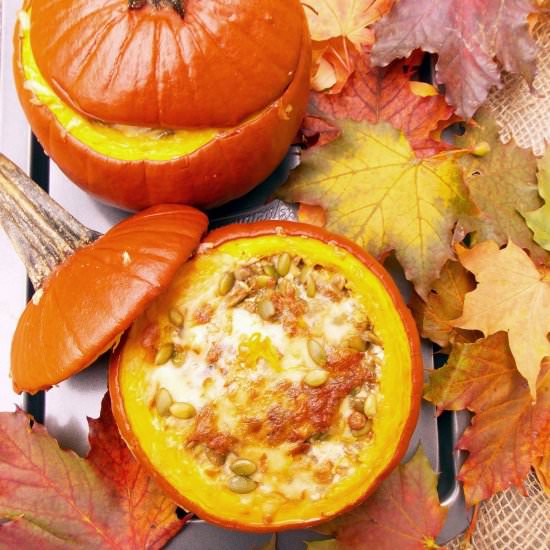 Lentil and Cheese Stuffed Pumpkin