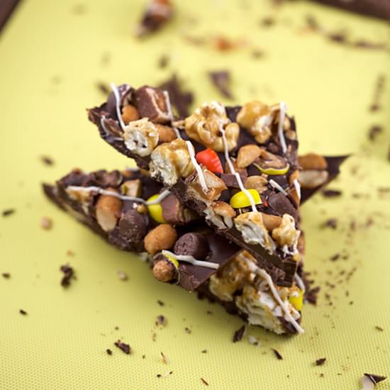 Peanut and Popcorn Candy Bark