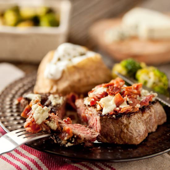 Broiled Bacon & Bleu Cheese Steak