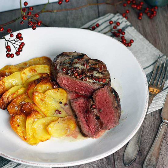 Steak with Pepper Whisky Sauce