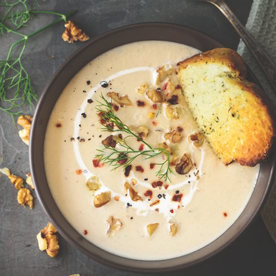 Cream of Cauliflower, Walnut & Dill