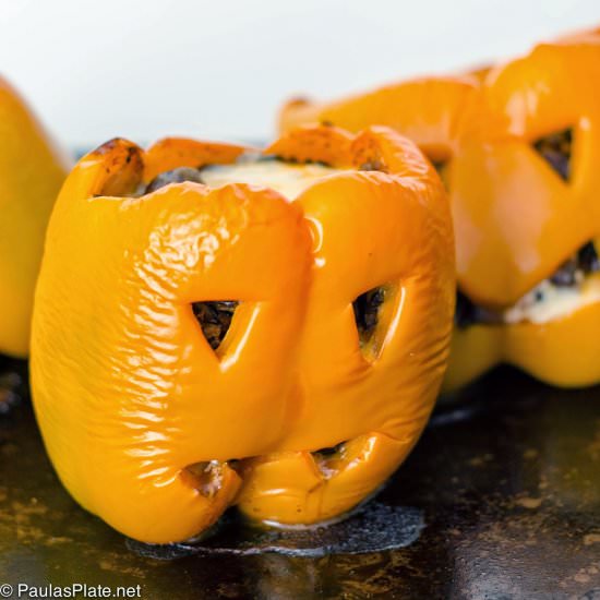 Jack-‘O-Lantern Stuffed Peppers