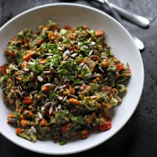 Spelt Salad with Creamy Spinach