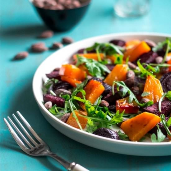 Pumkin salad with salted almonds