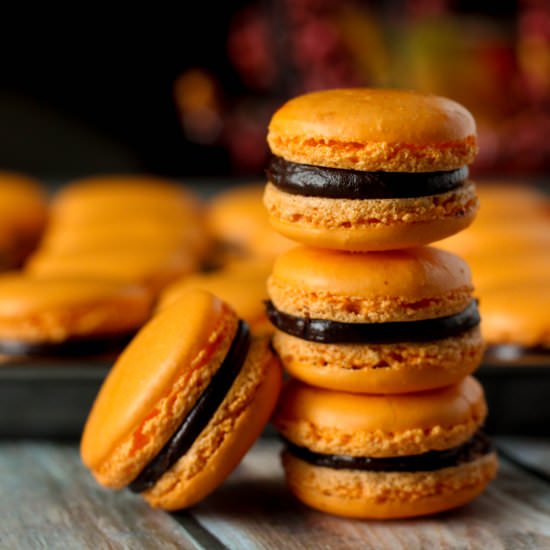 Dark Chocolate Orange Macarons