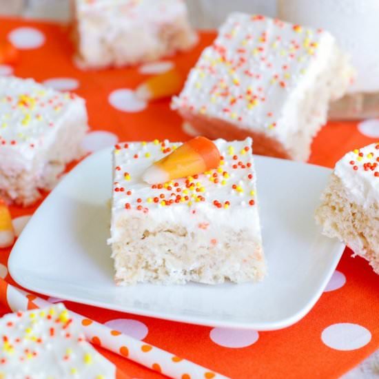 Candy Corn Creme Rice Krispie Bars