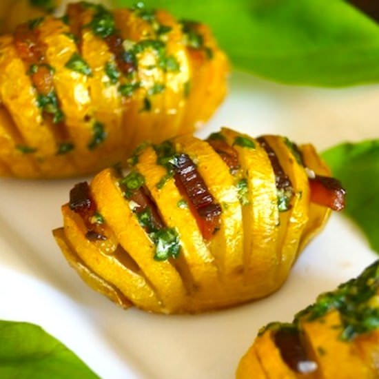 Bacon-Basil Hasselback Potatoes