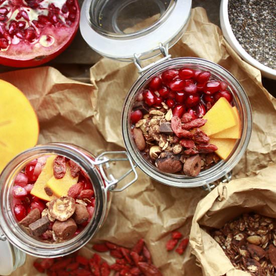 Cacao Chia Parfait with Persimmon