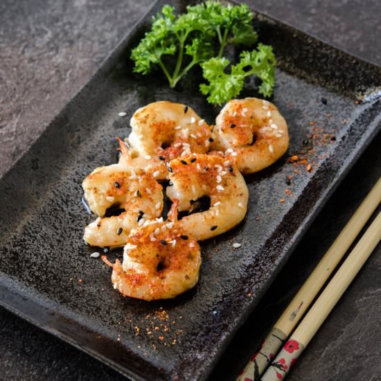 Grilled prawns with yuzu dressing