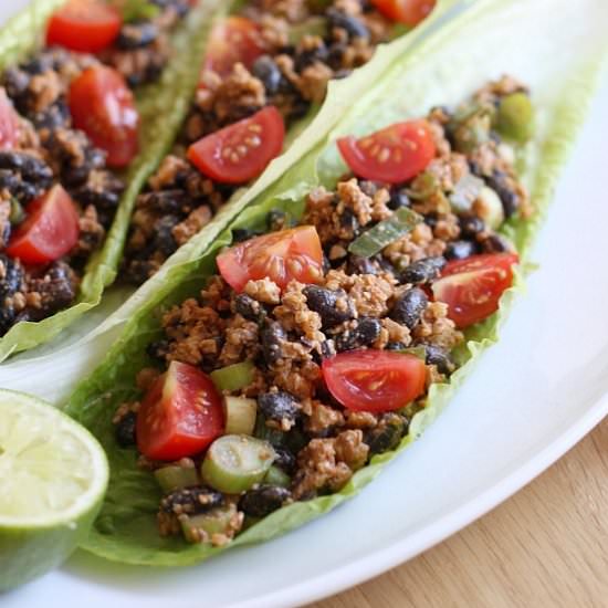 Black bean and walnut lettuce wraps