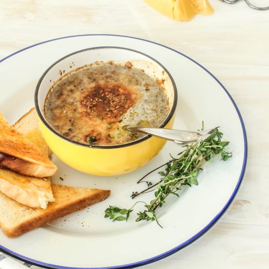 Mushroom Soup with a Cheese crust