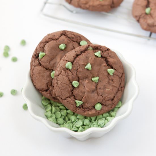 Mint Chocolate Cake Brownie Cookies