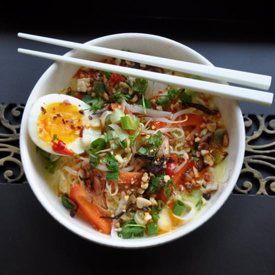 Veg Coconut Noodle Soup with sprout