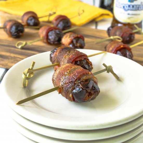 Apple stuffed, bacon wrapped dates