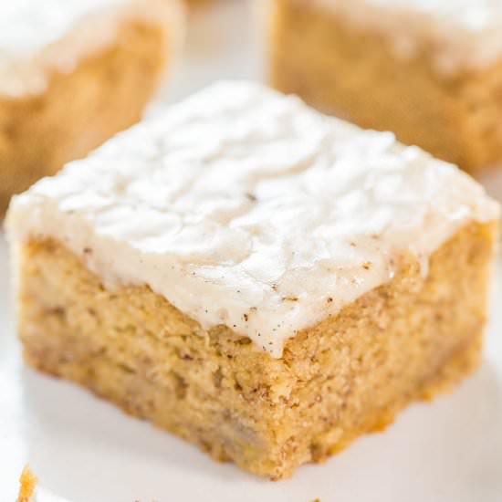Banana Bread Bars w/ Vanilla Glaze