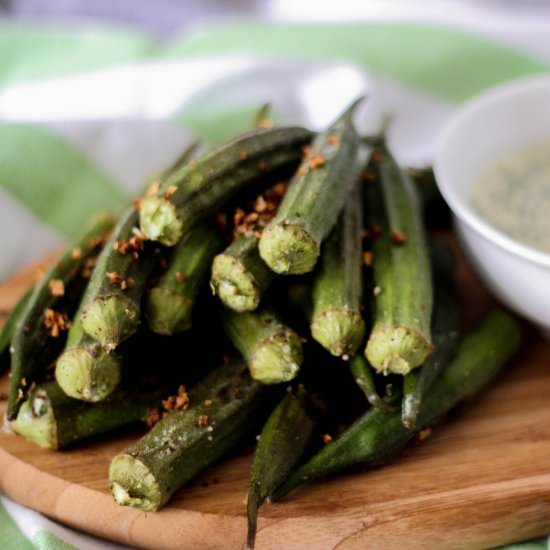 Roasted Okra & Garlic-Basil Aioli