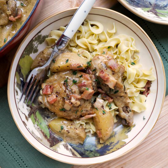Hard Cider Braised Chicken
