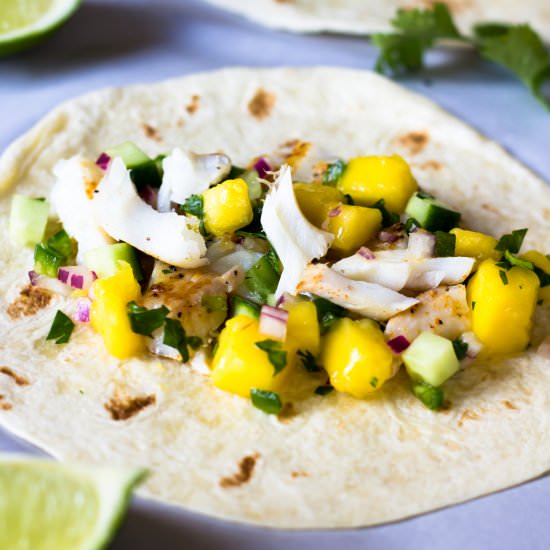 Fish Tacos with Mango Salsa