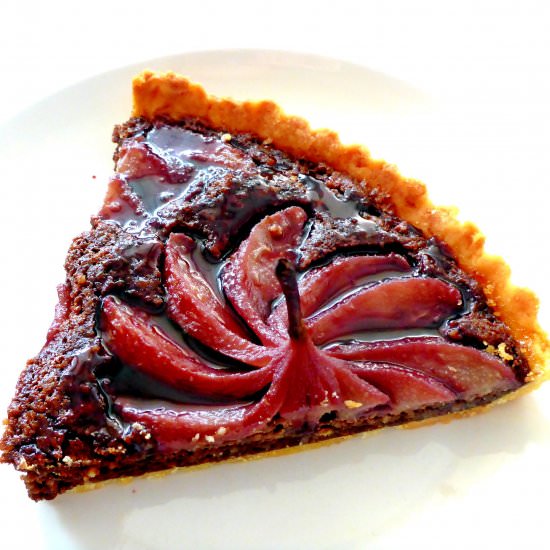 Pear and chocolate frangipane tart
