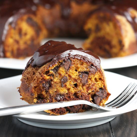 Triple Chocolate Pumpkin Marble Cake