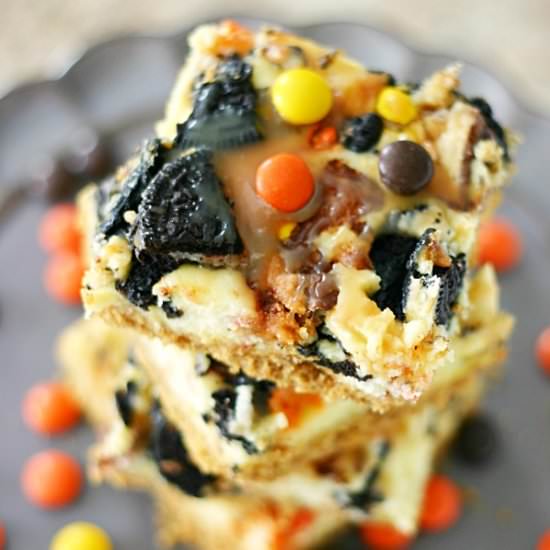 Halloween Candy Cheesecake Bars