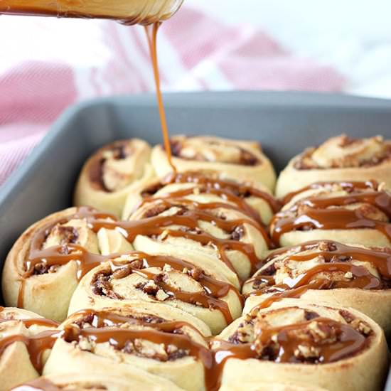 Salted Caramel Apple Cinnamon Rolls