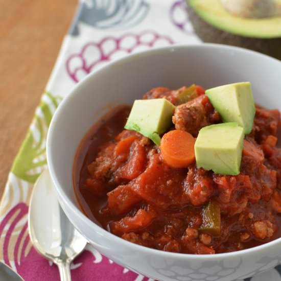 Paleo Slow Cooker Turkey Chili