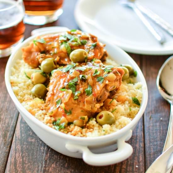 Moroccan Chicken Thighs with Olives