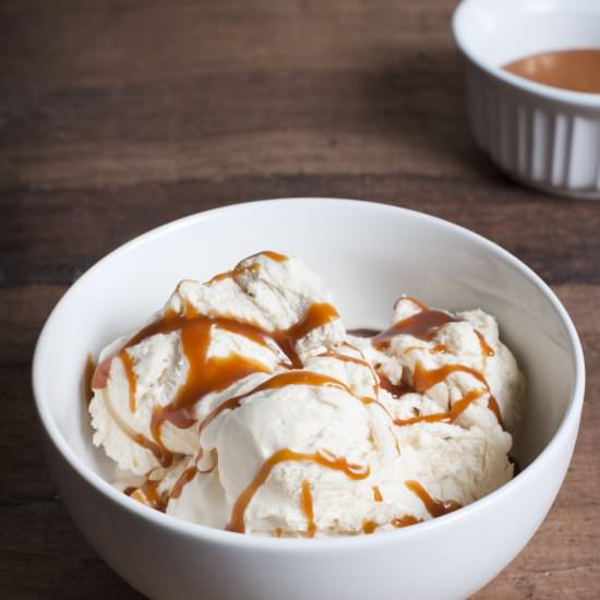 Cider Ice Cream with Caramel Sauce