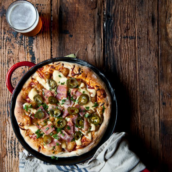 Beer Cheese Tater Tot Pizza