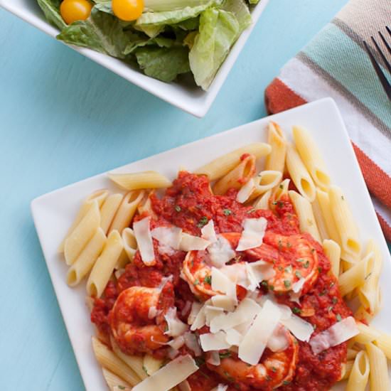 Penne Arrabbiata with Shrimp