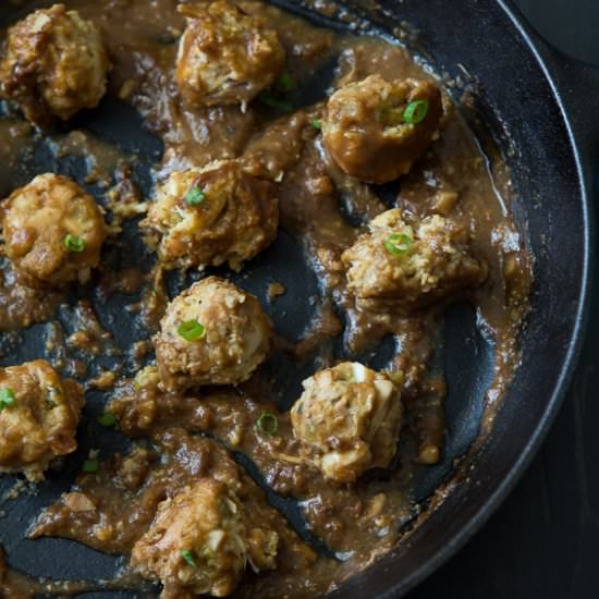 Turkey dressing meatballs
