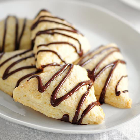 Cream Scones Drizzled w/ Chocolate