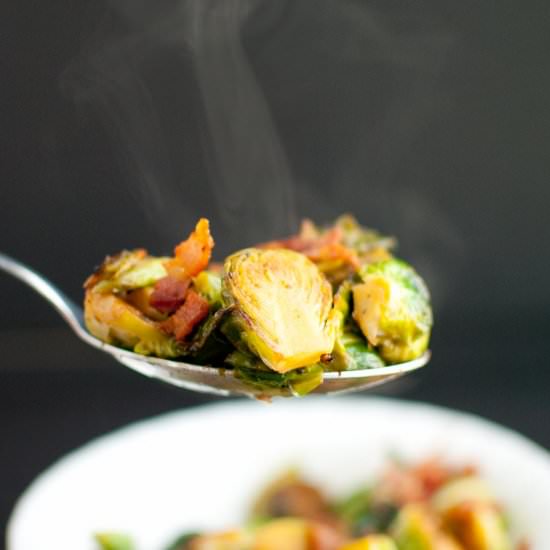 Apple Cider Glazed Brussels Sprouts