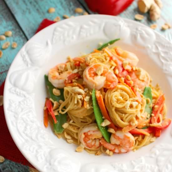 Thai Peanut Pasta with Shrimp