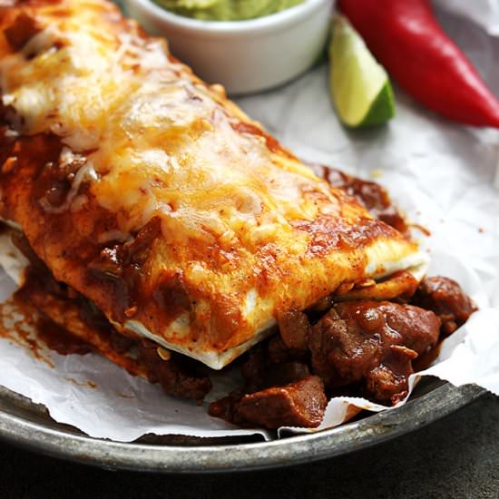 Smothered Chile Colorado Burritos