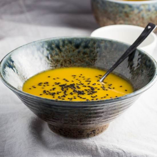 Pumpkin Soup with Black Sesame Seed