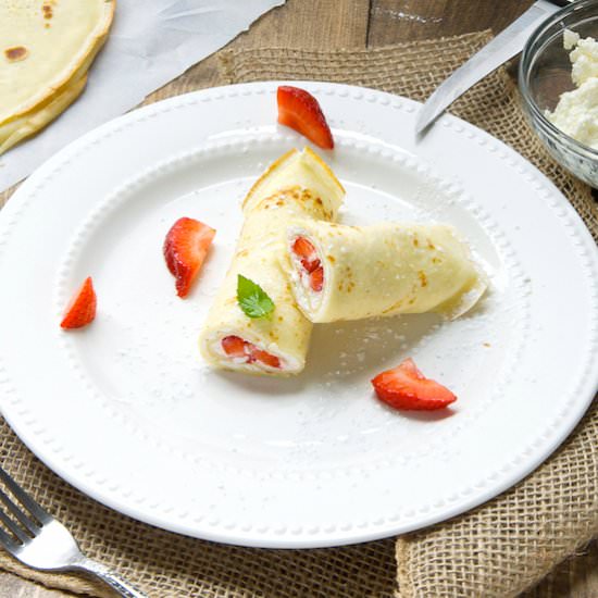 Cottage and cream cheese crepes