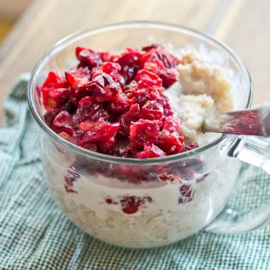 Roasted Cranberry Quinoa Oatmeal