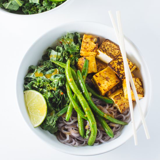 Thai Noodle Salad with Curried Tofu