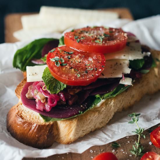 Beet, Avocado + Mixed Bean Toasts