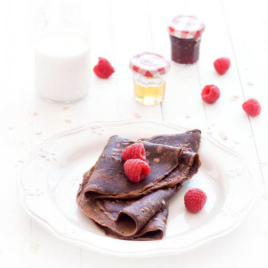 Eggless Chocolate Oat Crepes