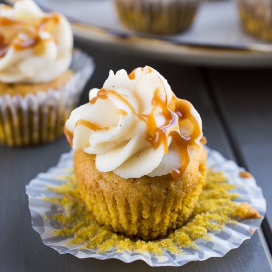 Pumpkin Cupcakes w/ Ginger Frosting